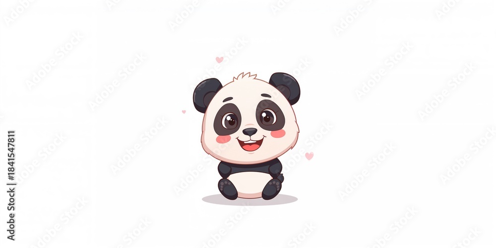 Obraz premium Cartoon panda with a cuddly appearance on a white background, animal personality traits