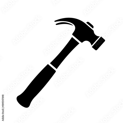 Hammer Silhouette: A simple yet iconic image of a classic hammer, the quintessential tool for construction and home improvement, rendered in bold black against a clean background.