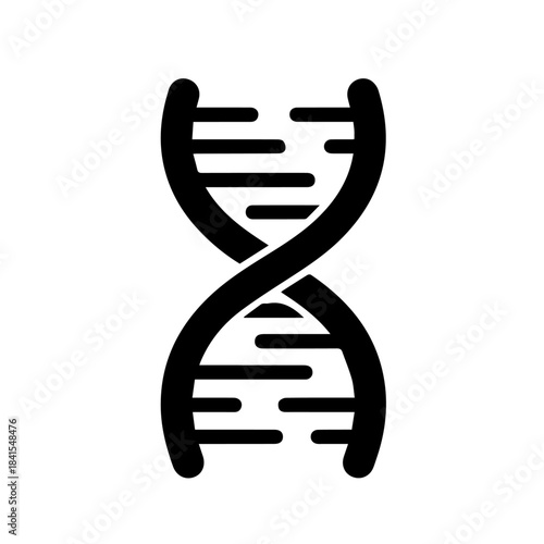 DNA Strand Symbol: An abstract representation of the iconic double helix DNA strand, a symbol of life's blueprint and genetic code, signifies the essence of science and the study of human biology.