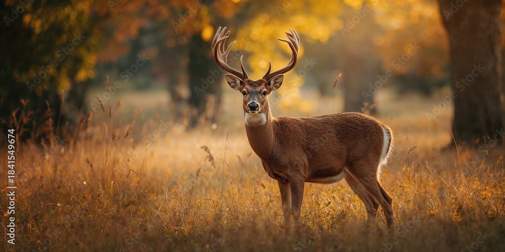 Fototapeta premium Deer with a wounded antler in a natural setting, highlighting wildlife conservation issues