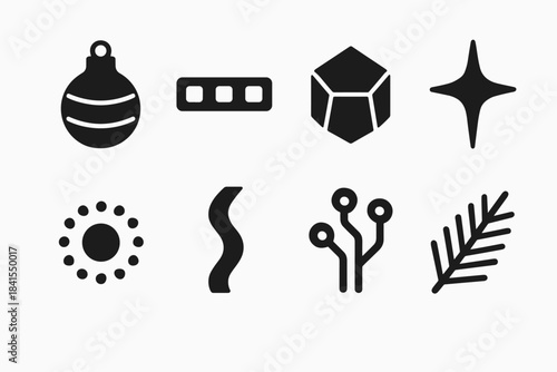 Futuristic LED Icons. Futuristic LED ornaments. Filled icon set of futuristic LED ornaments: glowing ornament,