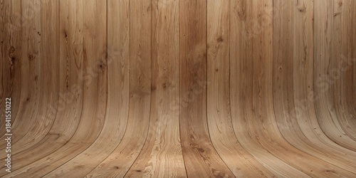 Curved wooden background used for interior design, serving as a textured wall surface