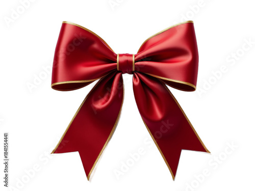 Elegant Crimson Red Satin Ribbon Bow Isolated on White Background HD