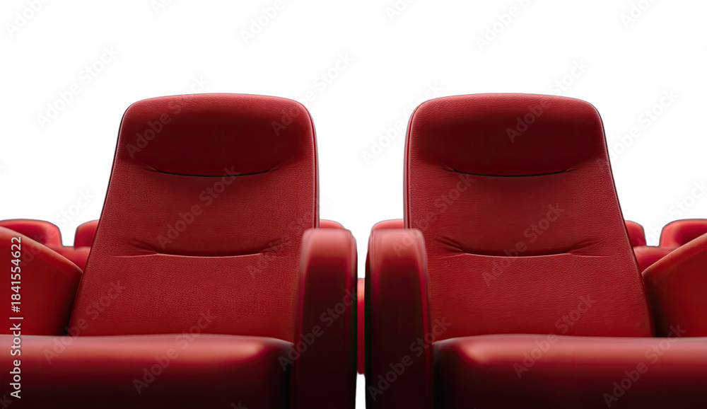 Obraz premium Plush red cinema seats with armrests create inviting spaces for viewing