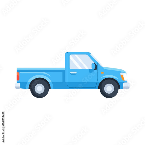 Blue Pickup Truck Minimalist Vector Illustration