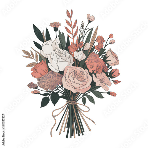 Soft Pastel Flower Bouquet Illustration