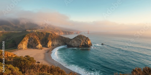 Carmel state beach featuring rugged coastline and deep blue waters, scenic highway route in California, travel and tourism
