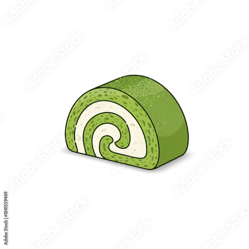Green Swiss Roll Cake Slice Illustration