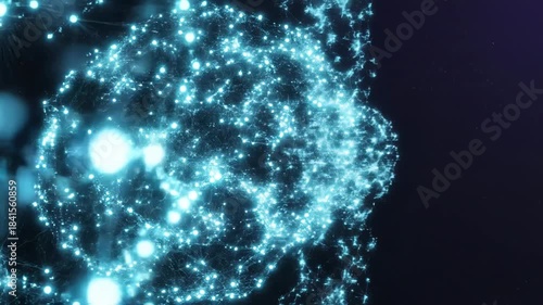 Wallpaper Mural Abstract glowing blue network of light dots representing global data connection or digital technology spread across dark space Torontodigital.ca