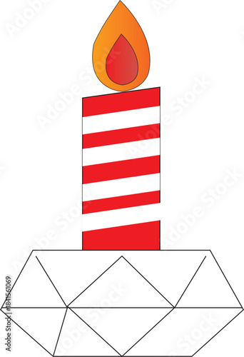 Candle with flame and holder drawing