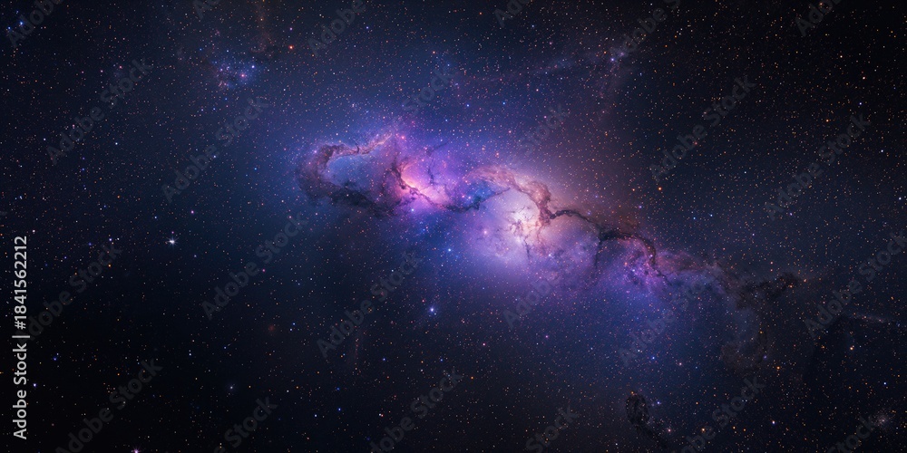 Fototapeta premium Cosmic science fiction wallpaper displaying numerous galaxies in deep space, ideal for sci-fi layouts