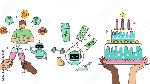 Celebrating fitness achievements with robot assistance