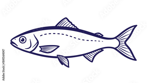 Simple line drawing of a fish