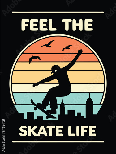 Stylized Skateboarder Illustration EPS Vector