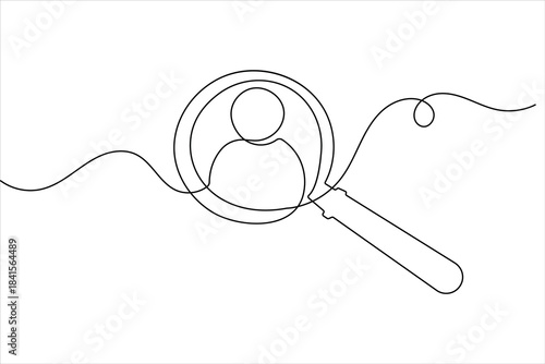 Search icon simple continuous one line drawing minimal outline vector illustration clean modern design