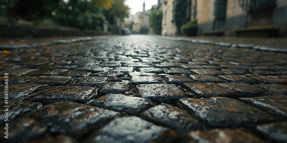 Fototapeta premium Detail of weathered cobblestones forming a textured surface suitable for editorial header backgrounds