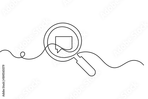 Search icon simple continuous one line drawing minimal outline vector illustration clean modern design