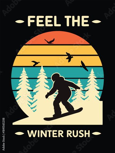 Stylized Snowboarder Illustration EPS Vector