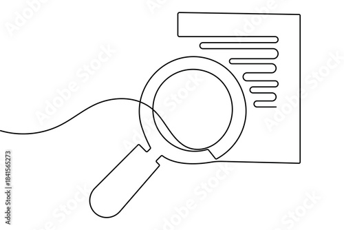 Search icon simple continuous one line drawing minimal outline vector illustration clean modern design
