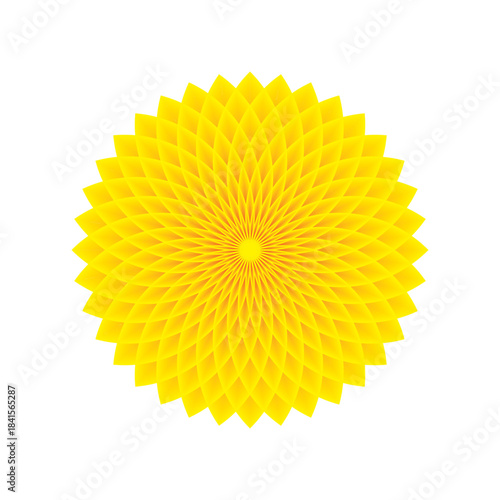 Radial Yellow Petal Mandala with White Star Center