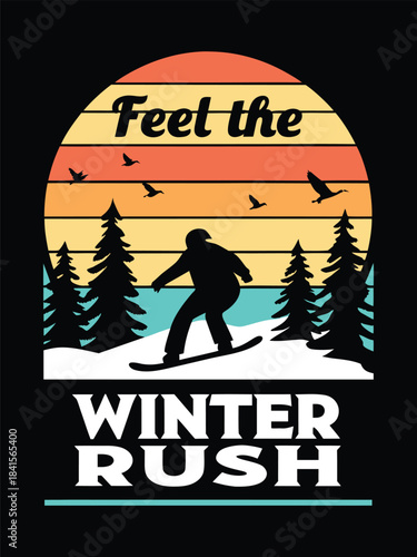 Stylized Snowboarder Illustration EPS Vector