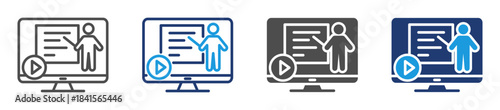 online learning  icon set with multiple style