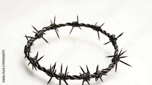 Video Detailed view of a metal crown made from barbed wire, suitable for crime or thriller scenes
