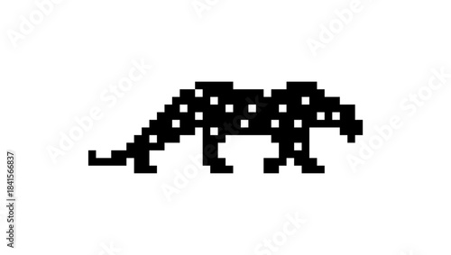 leopard voxel sign, black isolated silhouette