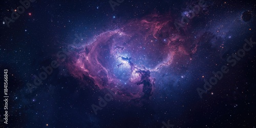 Wallpaper Mural Starry sky with colorful nebulae, designed for editorial header backgrounds, World Astronomy Day Torontodigital.ca