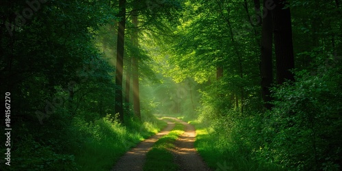 Wallpaper Mural Green forest tunnel with dense foliage creating a natural passage, ideal for nature preservation awareness Torontodigital.ca
