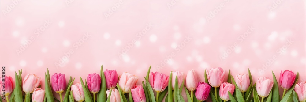 Fototapeta premium International Women's Day banner with vibrant tulips used as a background for a celebration of women's achievements