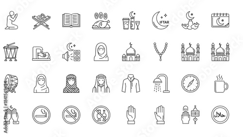 Ramadan icons collection for fasting and prayer