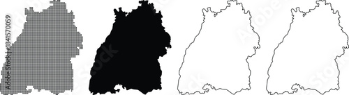 Set of Map Silhouettes Highlighting Geographic Regions