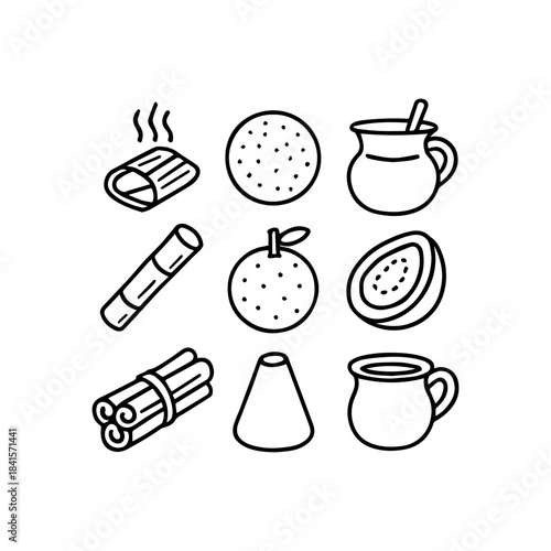 A delightful collection of traditional mexican and latin american food and drink icons