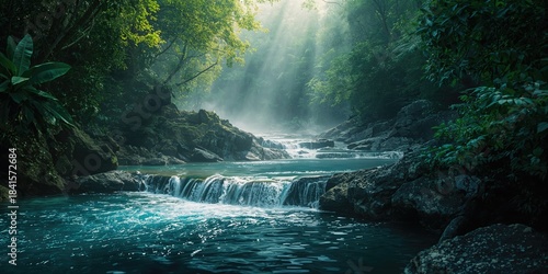 Waterway through Atlantic Rainforest with dense foliage, highlighting biodiversity and ecological importance