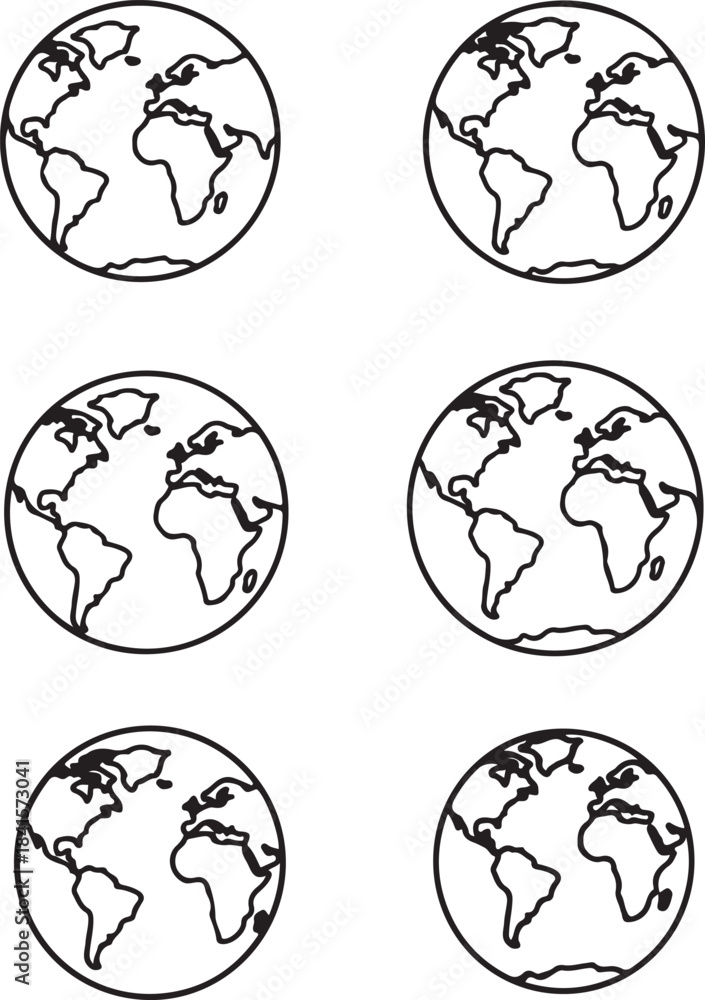Obraz premium Collection of Globe Illustrations for Educational and Decorative Use.