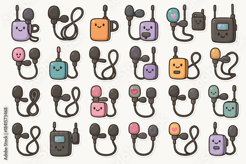 Cute cartoon earbuds with adorable faces and colorful designs