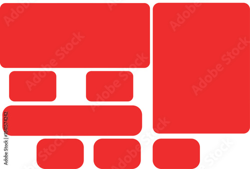 Abstract graphic of red rectangular shapes with rounded corners forming a dynamic pattern