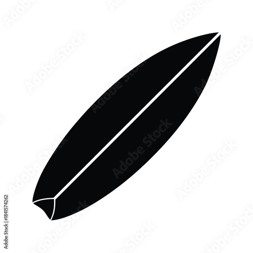 Simple Surfboard Silhouette Icon for Summer Surfing and Water Sports Board Design