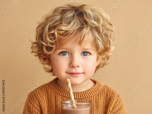 Child drinking a glass of c...
