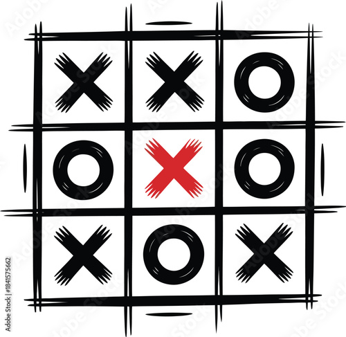Tic Tac Toe Strategy, X and O Game Board