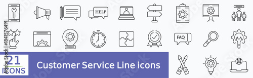 Customer Service and Support set of web icons in line style. Support and Help icons for web and mobile app.