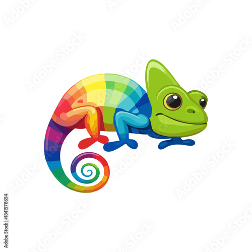 Colorful chameleon illustration on white background