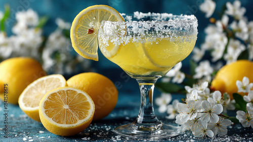 Lemon drop drink in a sugar...
