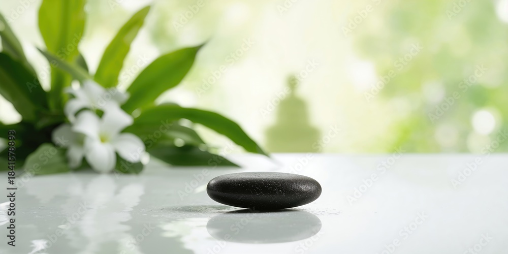 Obraz premium Black stone used for back massage, focusing on heat therapy benefits