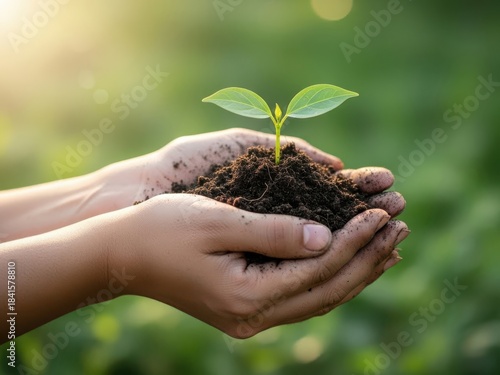 Nurturing new life in hands with care and soil