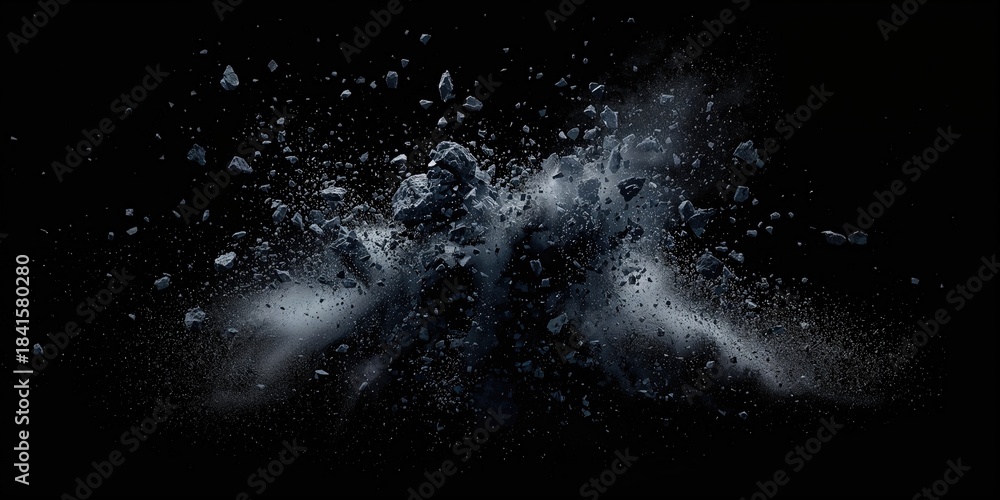 Obraz premium Broken asphalt piece on black backdrop, illustrating road surface degradation for maintenance assessment