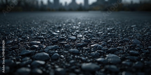 Fototapeta Naklejka Na Ścianę i Meble -  Black asphalt pavement serving as a neutral background for layout and signage, ideal for urban planning or infrastructure projects, Earth Day