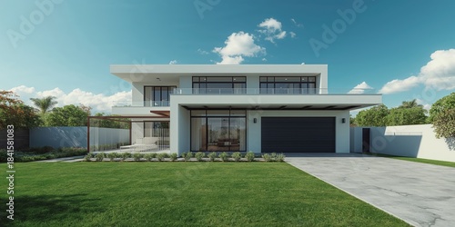 Wallpaper Mural Modern residential building featuring an integrated garage, highlighting urban living and streamlined aesthetics Torontodigital.ca