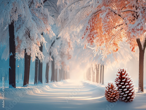 snow covered pinecone